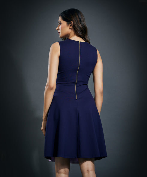 Two Tone Aline Ponte Dress- Lavender & Blue